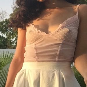 BABY PINK POLKA DOT FRILLS LINGERIE TOP